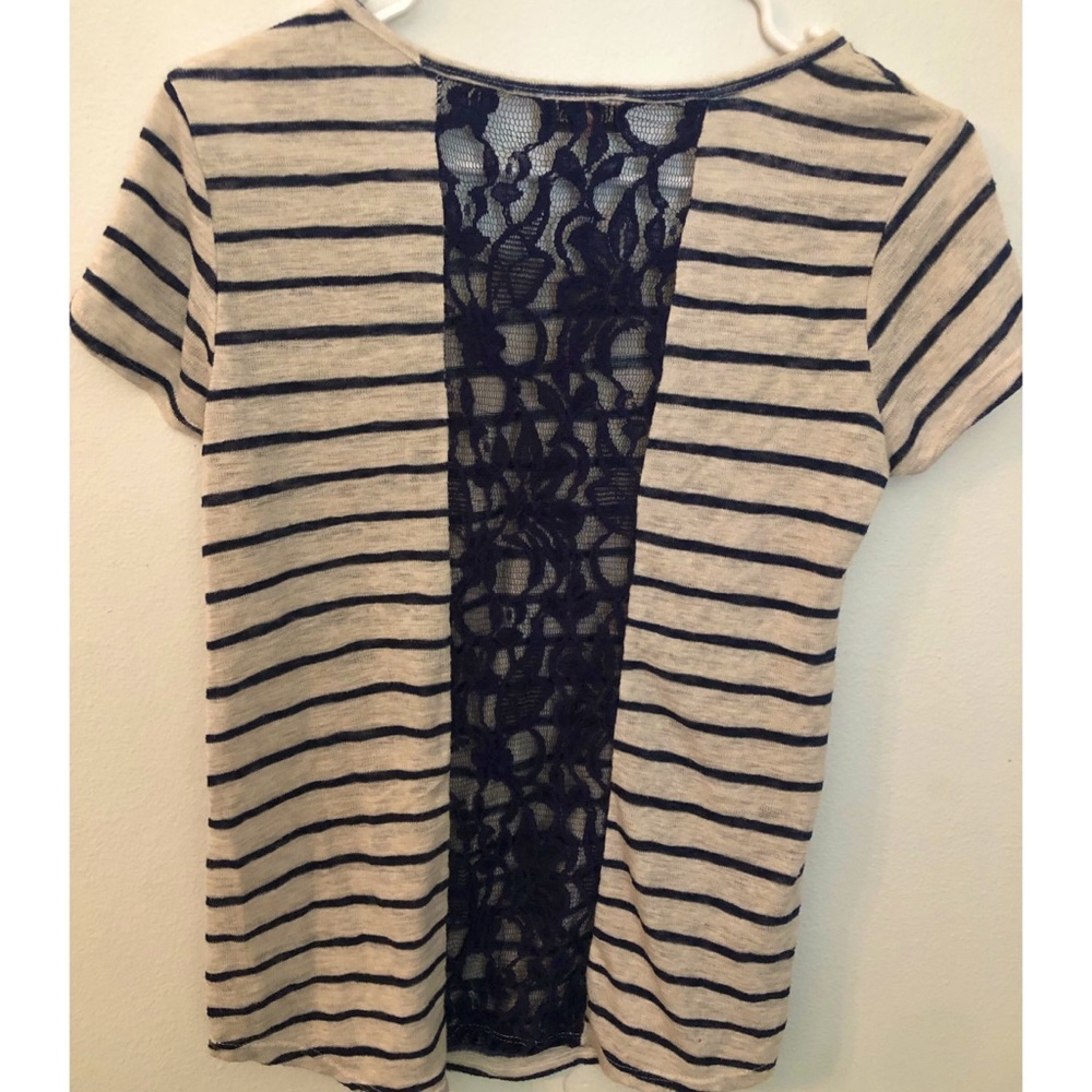 Blue & White top with laced back